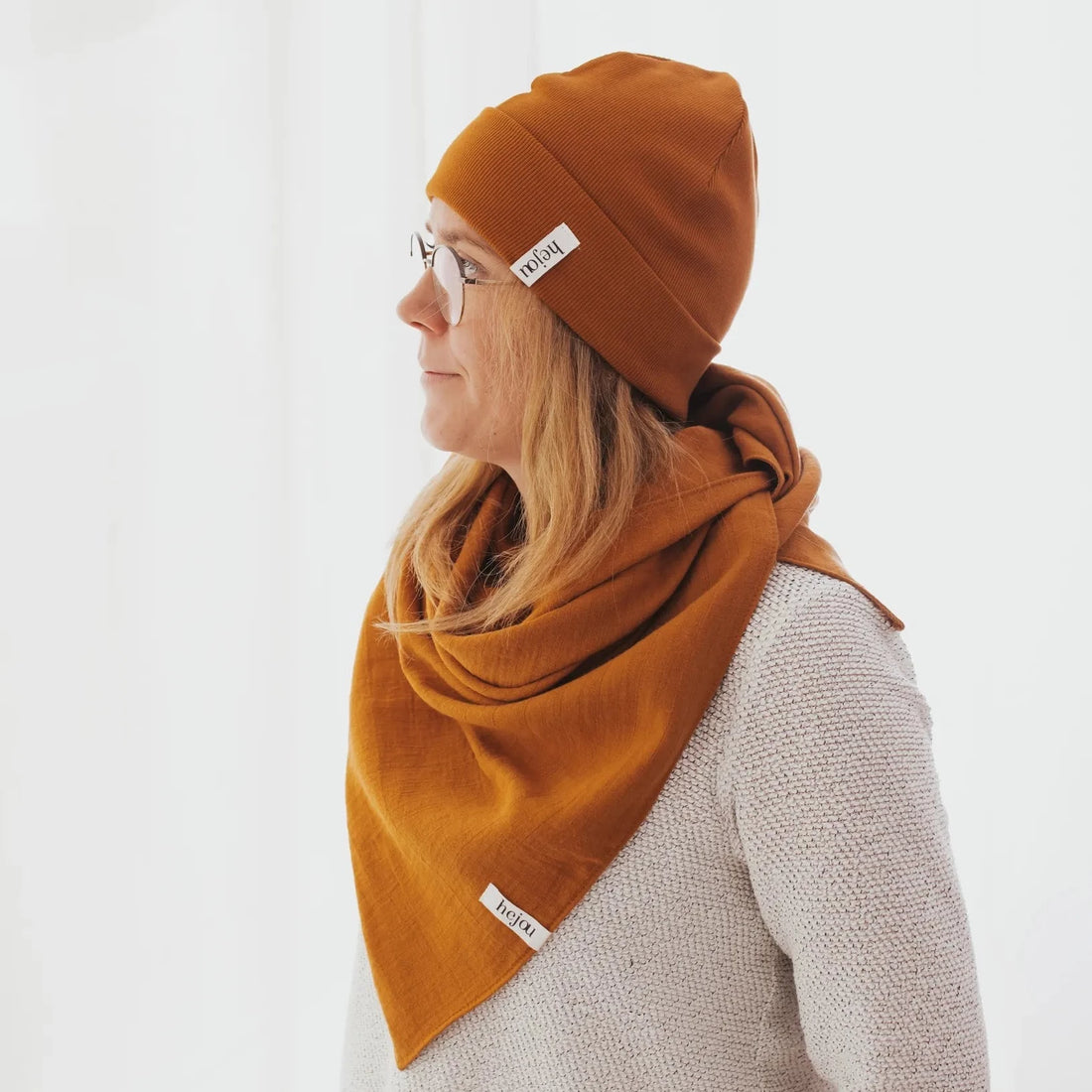 Musselin Halstuch "Erwachsene" - Curry &amp; Flieder