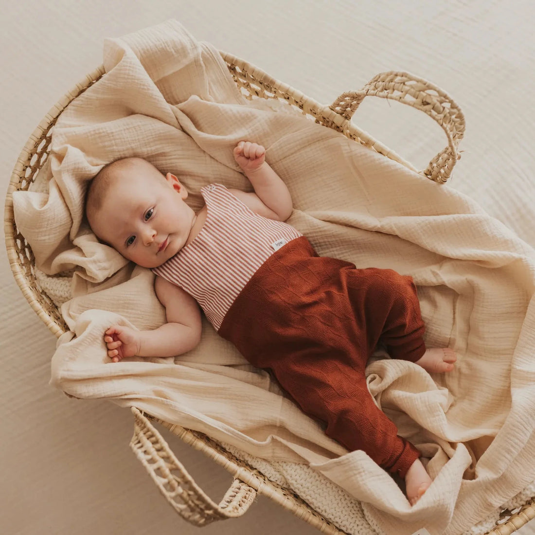 Babystrampler "Streifen Rost" - 50/56 & 62/68