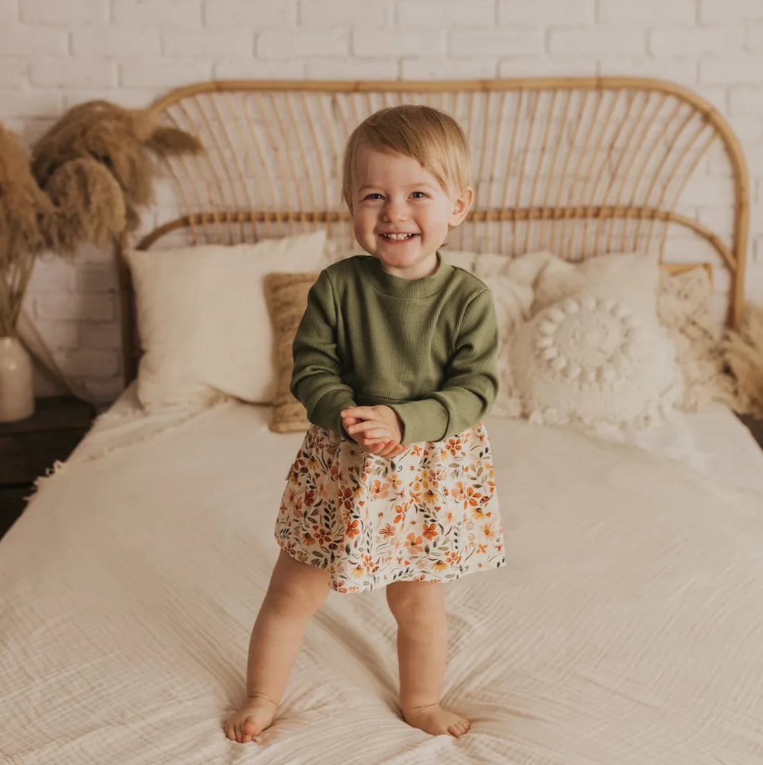 Kleid "Blumen/Grün" - 74/80